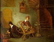Quirijn van Brekelenkam Man Spinning and Woman Scraping Carrots oil painting
